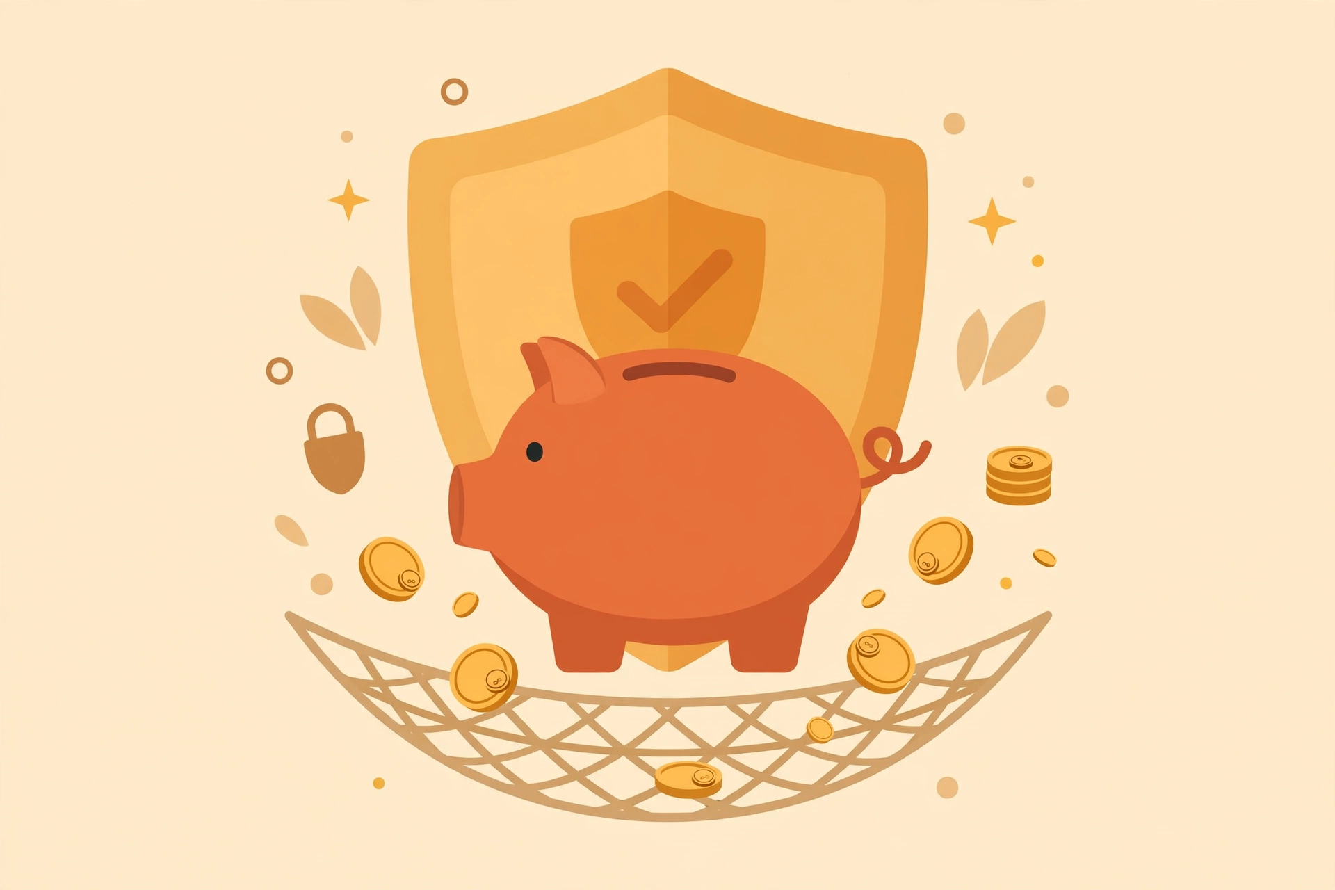 Piggy bank and shield illustration representing emergency fund basics