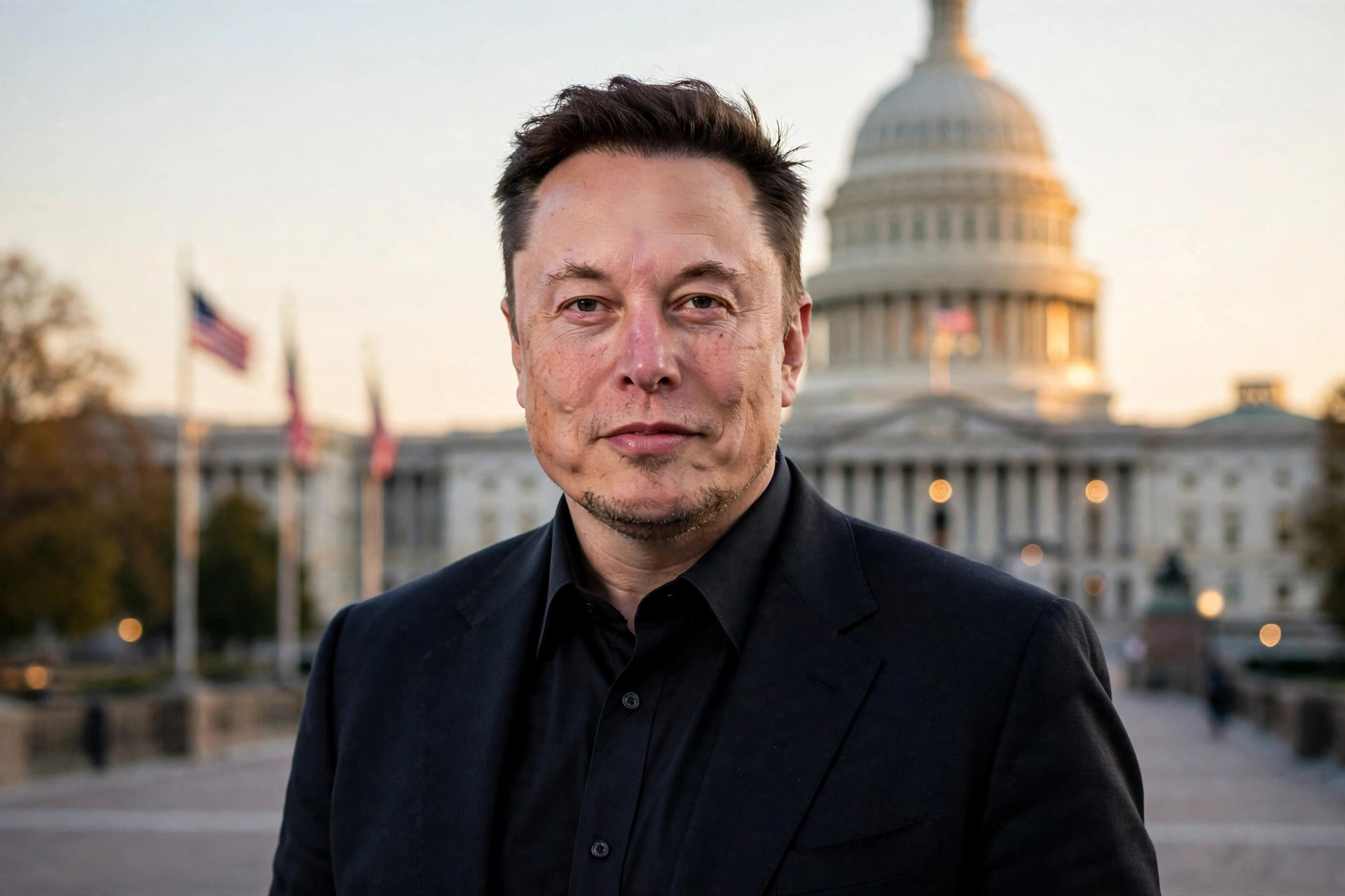 Elon Musk midterm spending — original photo of Elon Musk with the US Capitol behind him as his $276M midterm donations make him the biggest donor of 2026