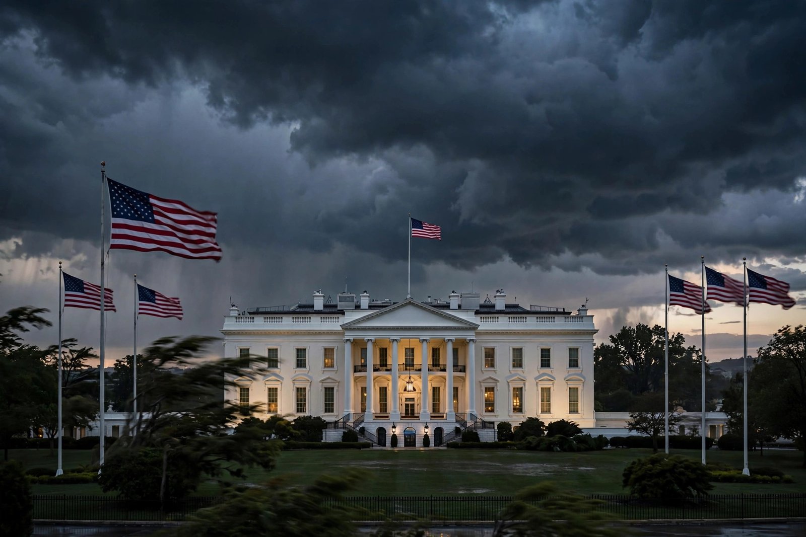 Trump waives Russia sanctions — White House at dusk ahead of the October 18 Graham Act tariff deadline