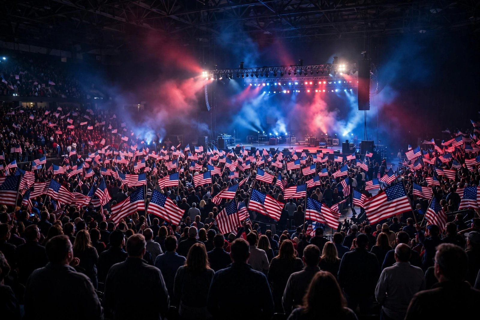 Trump Tennessee rally in Clarksville — supporters at F&M Bank Arena